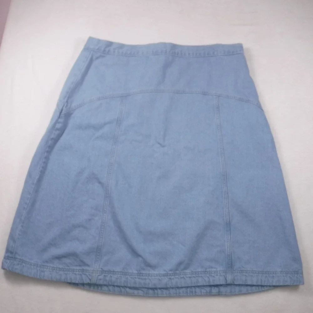 Old Navy Drapey Denim High-Rise Midi Skirt Light Wash Blue Size 18 A Line